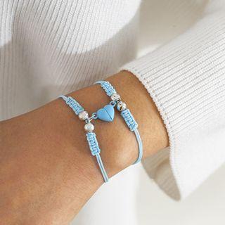 Set Of 2: Magnetic Heart String Bracelet
