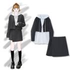 Blazer / Hoodie / Mini A-line Skirt