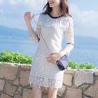 3/4-sleeve Mini Lace Dress