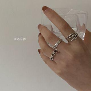 Set Of 3 : Alloy Ring (assorted Designs) Set Of 3 - Silver - One Size