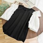 Cutout Shoulder Knit Cropped Top Black - One Size
