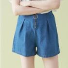 Zip Denim Shorts Blue - One Size