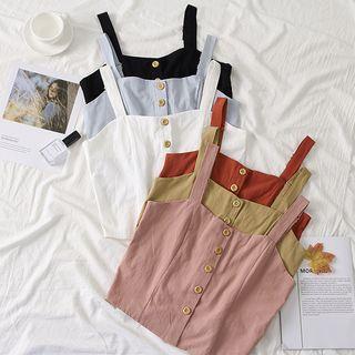 Sleeveless Button-down Crop Top