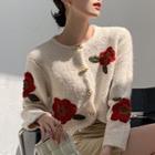 Floral Embroidery Toggle Jacket