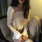 Ruffled-trim Blouse White - One Size