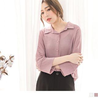 Bell Sleeve See-through Blouse