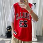 Elbow-sleeve Mock Two-piece Basketball T-shirt