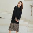 Leopard Print Panel Pullover Dress