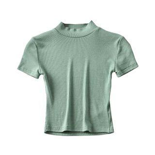 Mock Turtleneck Short-sleeve Cropped T-shirt
