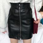 Faux Leather Mini Fitted Skirt