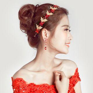 Bridal Set: Leaf Headband + Clip-on Earrings