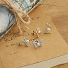 Rhinestone Faux-pearl Butterfly Earrings