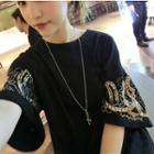 Elbow-sleeve Sequined T-shirt