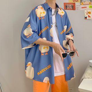 Pocket Front Duck Print Short Sleeve Shirt