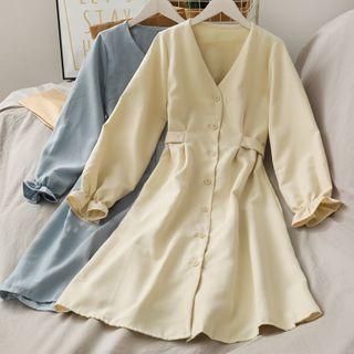 V-neck Shirtdress With Sash In 8 Colors