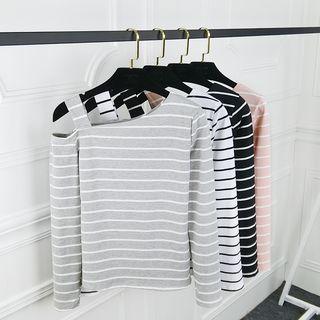 Striped Off Shoulder Long-sleeve Top