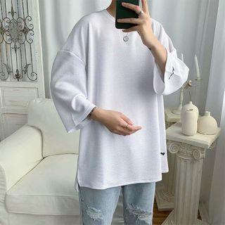 3/4-sleeve Lettering Print T-shirt
