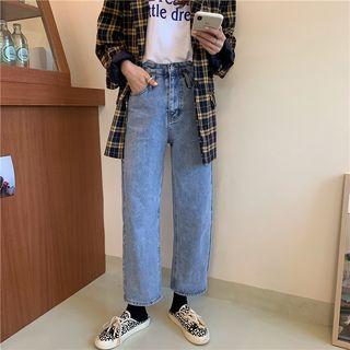 High Waist Wide-leg Cropped Jeans