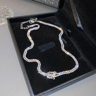 Rhinestone Choker White - One Size