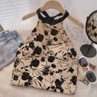 Halter Floral Crop Top Khaki - One Size