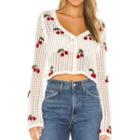 Cherry Print Cut-out Cropped Cardigan