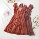 Layered Glitter V-neck Dress