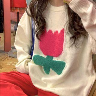 Flower Sweater Milky White - One Size