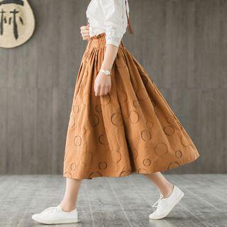 Midi A-line Dotted Jacquard Skirt