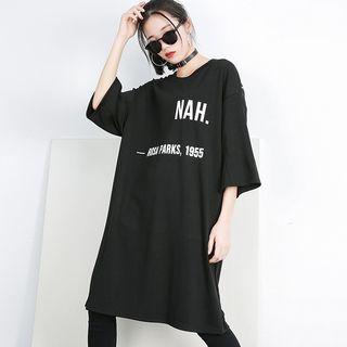 Elbow-sleeve Letter T-shirt Dress