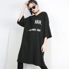 Elbow-sleeve Letter T-shirt Dress