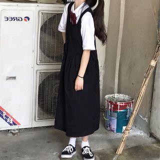 Plain Oversize Shirt With Bow / Plain A-line Dress