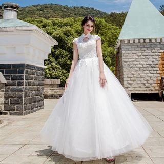 Stand Collar Embellished Wedding Dress