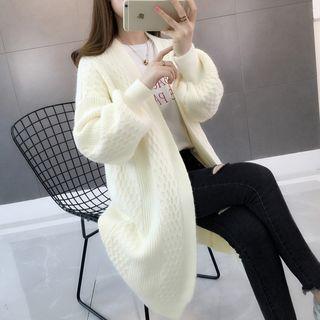 Rib Knit Panel Long Cardigan