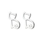 925 Sterling Silver Hollow Cat Stud Earring 1 Pair - Silver - One Size