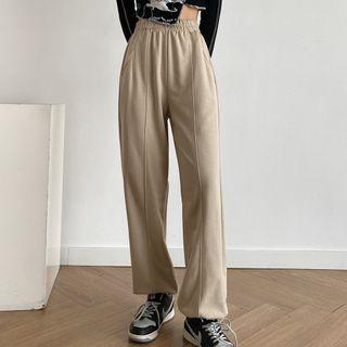 High Waist Loose-fit Plain Sweatpants