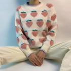 Peach Jacquard Sweater Pink - One Size