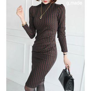 Mockneck Pattern Bodycon Dress