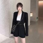 Cropped Blazer / One-shoulder Camisole / High-waist Shorts / Mini A-line Skirt / Set