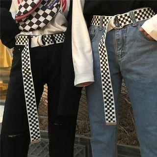 Check Canvas Belt Black & White - One Size