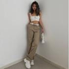 Waist-details Straight-cut Pants