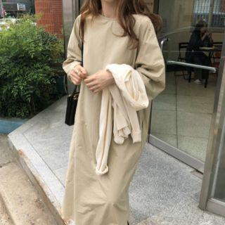 Long-sleeve Maxi Dress Almond - One Size
