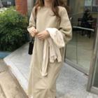 Long-sleeve Maxi Dress Almond - One Size