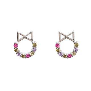 Rhinestone & Bow Earring As Shown In Figure - One Size