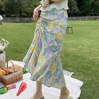 Floral Print Drawstring Skirt