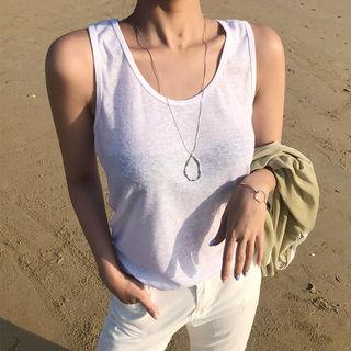 Linen Blend Sheer Tank Top