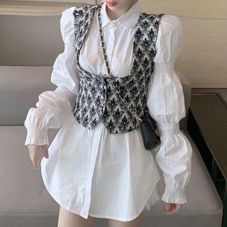 Long Shirt / Black & White Vest