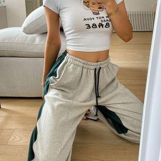 Pintuck Two-tone Jogger Sweatpants