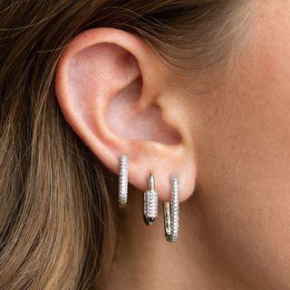 Rectangle Rhinestone Alloy Hoop Earring