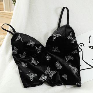 Printed Cropped Velveteen Camisole