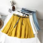 Plain Lace-up A-line Skirt